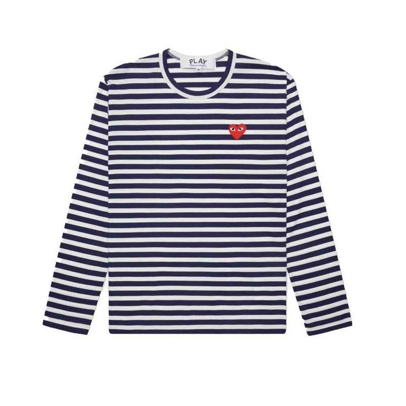 [국내배송] 꼼데가르송 긴팔티셔츠 스트라이프 쭉티 레드하트 남여공용 - Comme des Garcons