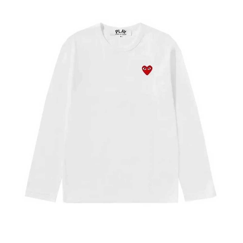 [국내배송] 꼼데가르송 긴팔티셔츠 쭉티 레드하트 남여공용 화이트 - Comme des Garcons