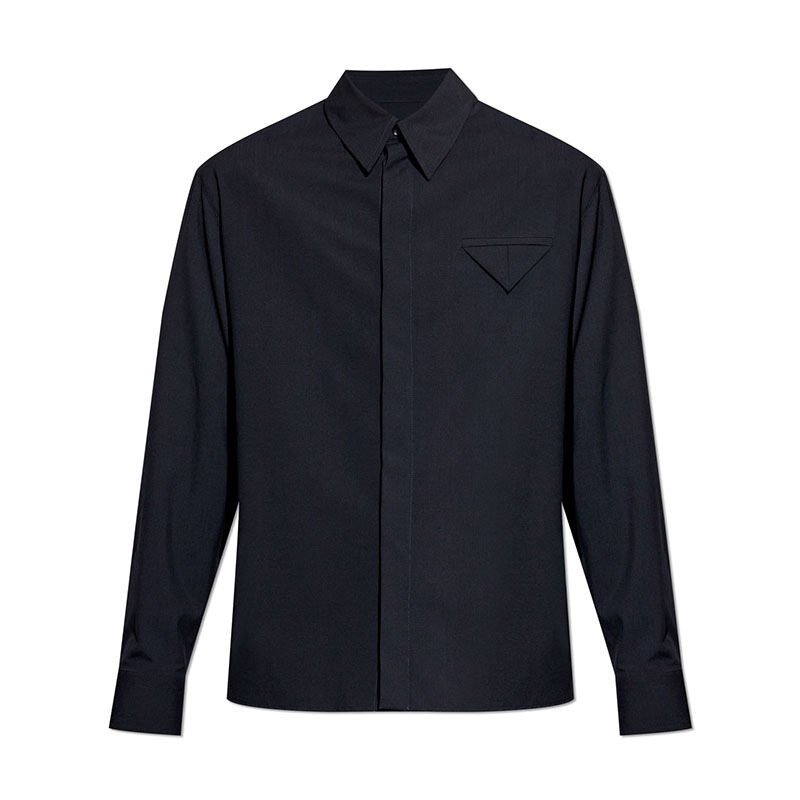 보테가베네타 파인 울 미드나잇블루 남성 셔츠 703578 V4XP0 4246 - Bottega Veneta