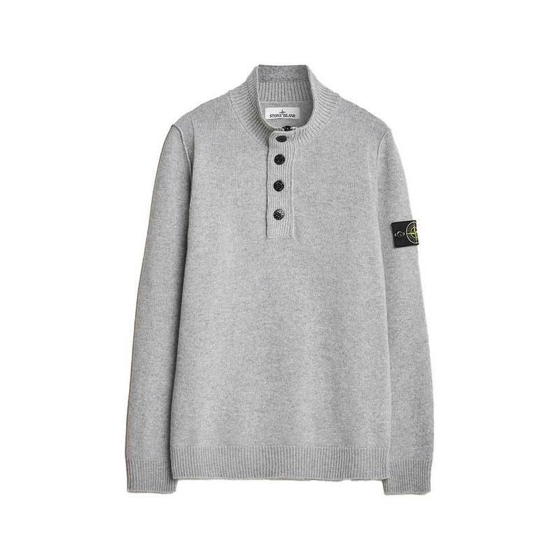 [국내배송] 스톤아일랜드 니트 램스울 하프집업 멜란지그레이 5100040 - Stone Island