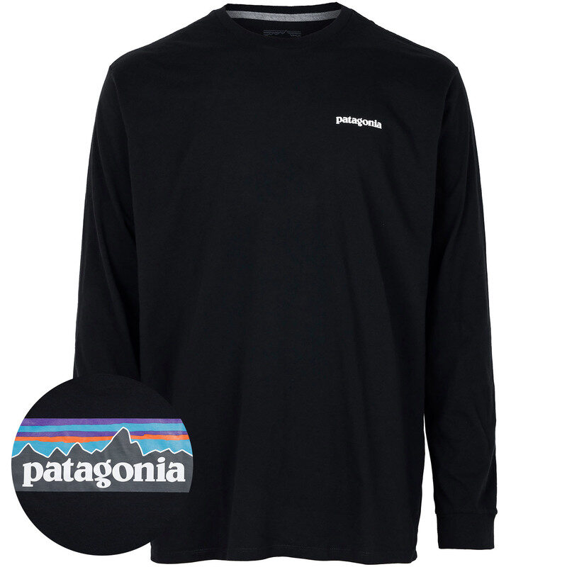 파타고니아 P-6 로고 블랙 남성 긴팔 티셔츠 38518 BLK - Patagonia