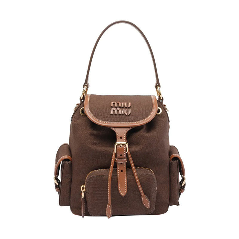 26FW 미우미우 캔버스 레더 미디움 여성 백팩 5BZ043 2IBQ F04KB - Miu Miu