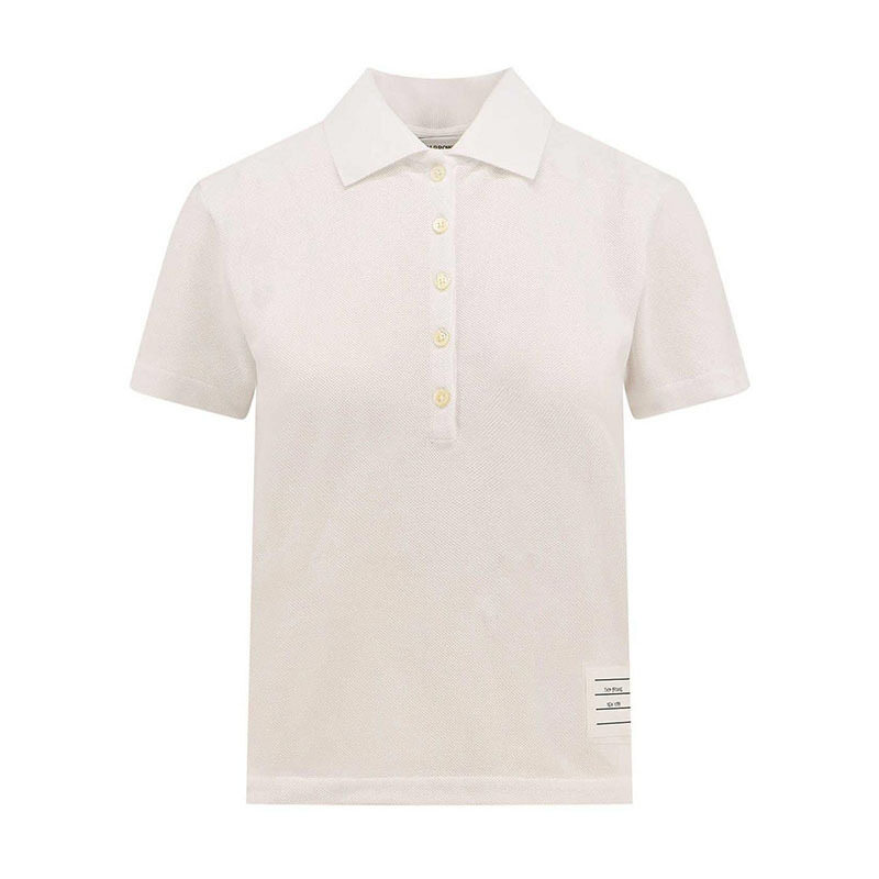26SS 톰브라운 센터백 스트라이프 화이트 여성 폴로 티셔츠 FJP014A 00050 100 - Thom Browne