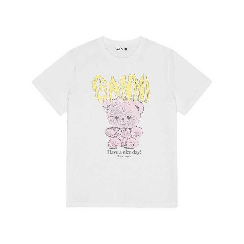 [국내배송] 가니 반팔 화이트 테디베어 프린트 베이직 저지 티셔츠  T4289 151 - Ganni