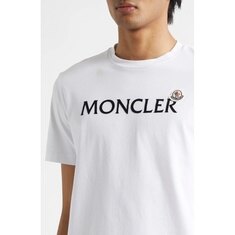 26SS 몽클레르 플록 로고 남성 반팔 티셔츠 8C00067 8390T 001 썸네일 4