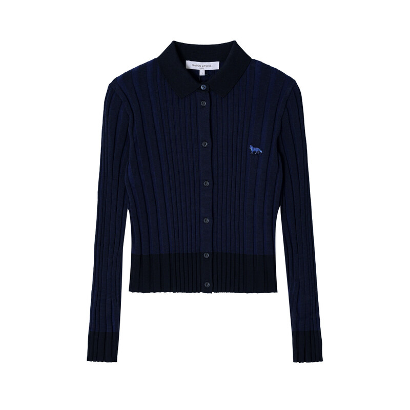 메종키츠네 OW00504KT1121 P476 베이비 폭스 패치 리브 브이넥 여성 가디건 - Maison Kitsune