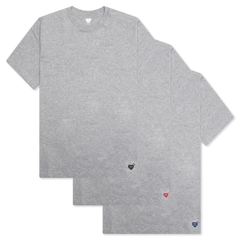26SS 휴먼메이드 남성 반팔 티셔츠 3팩 HM00CS001 GRAY - Human Made