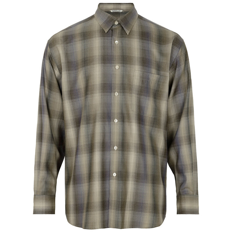 오라리 체크 울 셔츠 A25AS01LC BROWN BLUE CHECK - Auralee