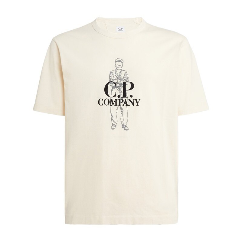씨피컴퍼니 로고 남성 반팔 티셔츠 16CMTS302A 006057O 402 - CP company