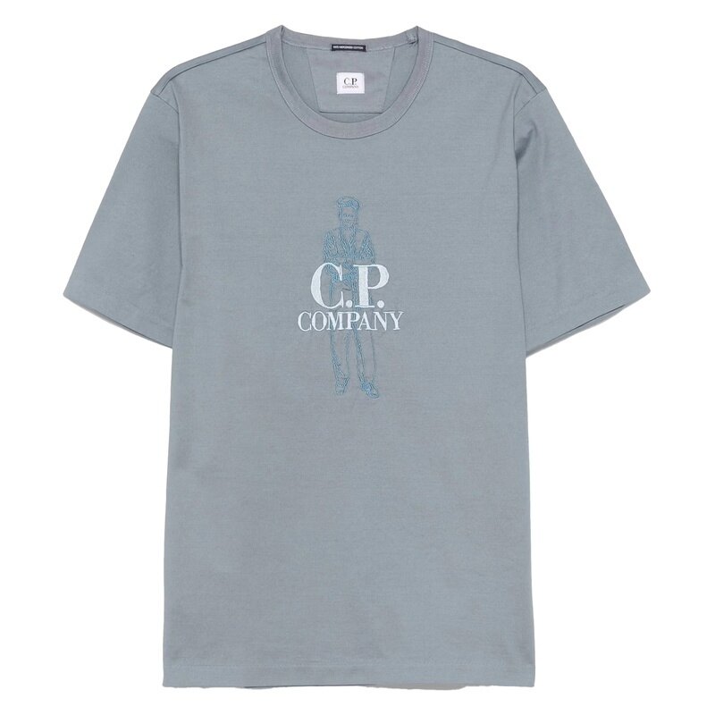 씨피컴퍼니 로고 남성 반팔 티셔츠 18CMTS106A 110301W 872 - CP company
