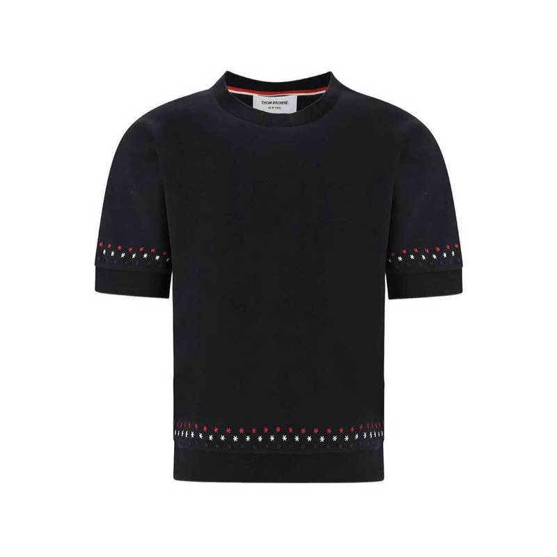 [국내배송] 톰브라운 코튼 밀라노 스타 엠브로이더리 티셔츠 FJS255E J0055 001 - Thom Browne