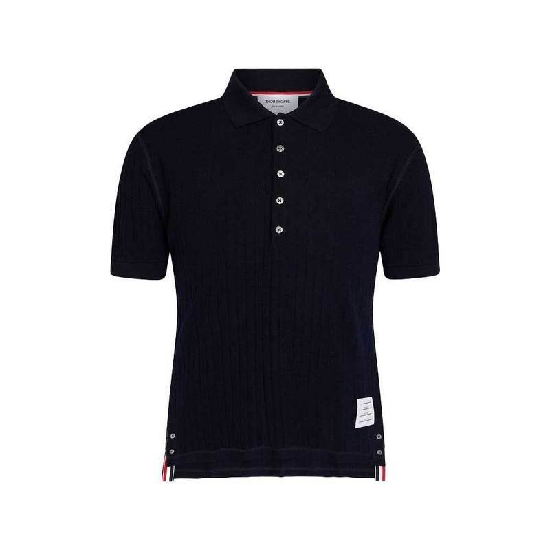 [국내배송] 톰브라운 와이드 울 리브 링거 폴로 반팔 FJP117 AJ0112 415 - Thom Browne