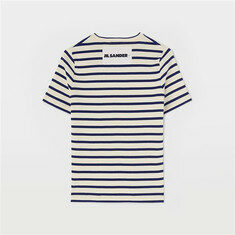 질샌더 로고 패치 스트라이프 여성 반팔 티셔츠 J40GC0111 J46497 124 썸네일 1
