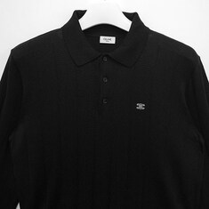 더팩토리 26FW 셀린느 트리옹프 자수 폴로 골지 긴팔티 / 블랙 (RX0JZ3B59 38NO) 썸네일 2