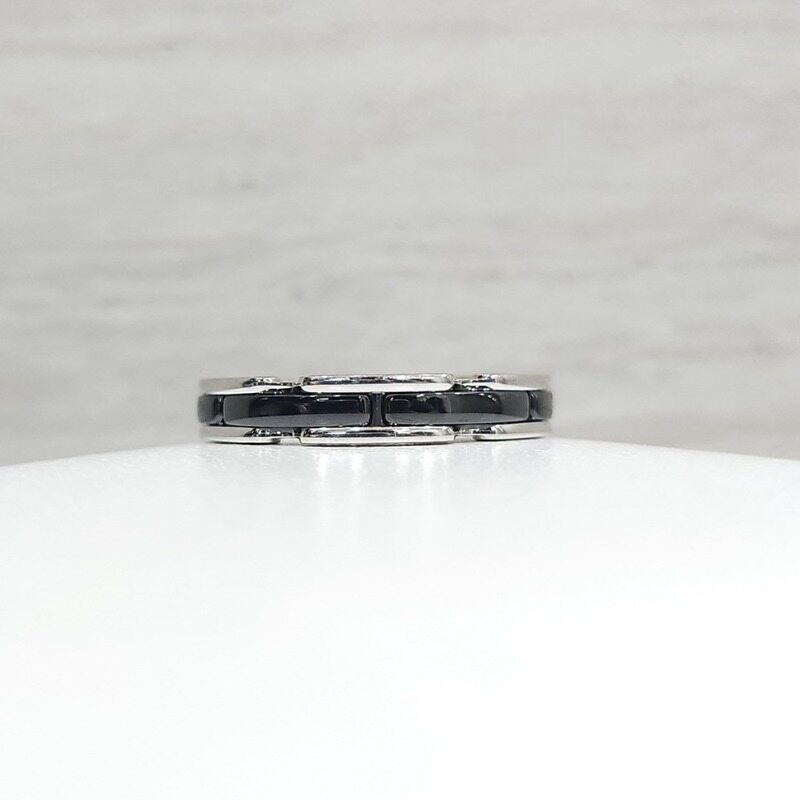 [럭스유] 샤넬 울트라 18K 화이트골드 블랙 세라믹 링 59호 J3092 - Chanel