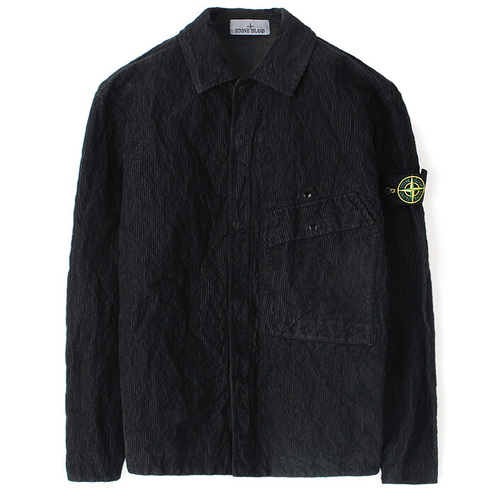 25FW 스톤 링클 코듀로이 오버셔츠 블랙 K2S151200020 S0229 V0029 - Stone Island