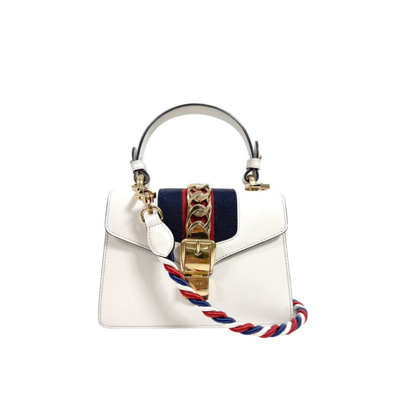 [중고명품비아르] 구찌 오피디아 실비 탑핸들 투웨이 토트 숄더백 미니 화이트 470270 - Gucci