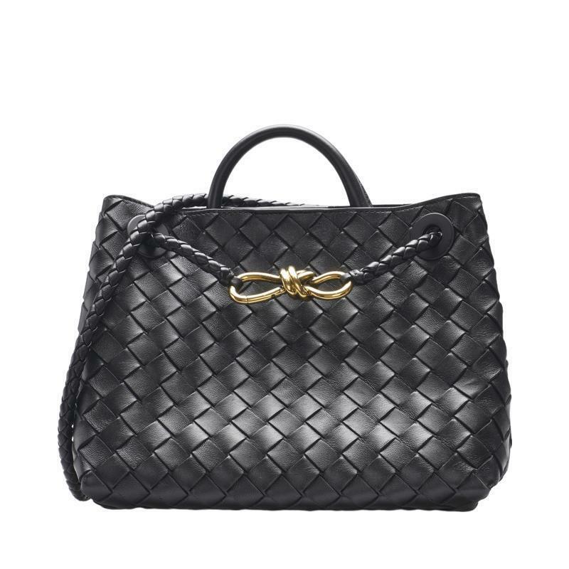 블랙 인트레치아토 안디아모 금장 스몰 토트백 - Bottega Veneta