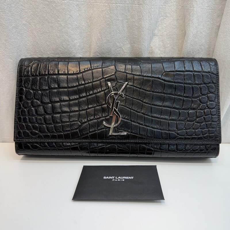 생로랑 326079 블랙 케이트 플랩 클러치 - Saint Laurent