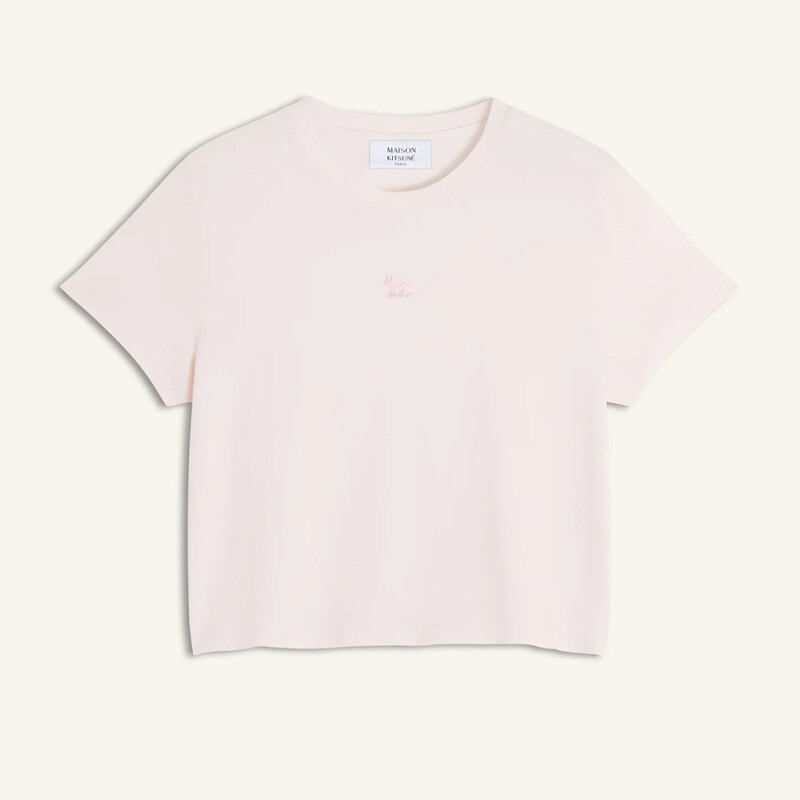 [국내신상]메종키츠네 베이지 폭스 패치로고 여성 반팔티 MW00105KJ7026 0448 - Maison Kitsune