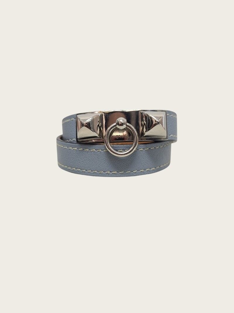 [중고명품/루이스잇] XS / 에르메스 블루 리발 더블투어 팔찌 - Hermes