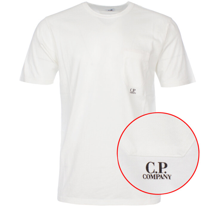 CP컴퍼니 남성 로고 포켓 반팔티 화이트 14CMTS182A - CP company
