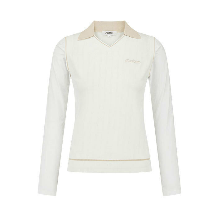 [국내배송] 26SS 말본 냉감 소매 하이브리드 니트 화이트 M6222PKT55WHT - Malbon