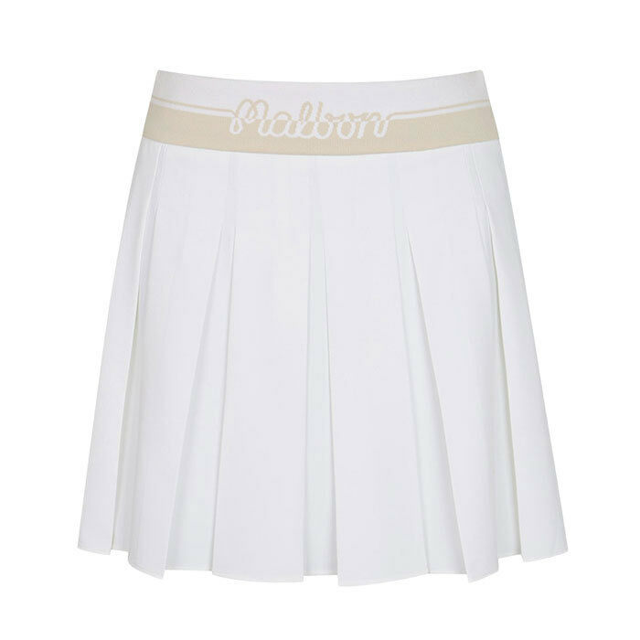 [국내배송] 26SS 말본 와이드 로고 밴딩 플리츠 스커트 화이트 M6222PSK51WHT - Malbon