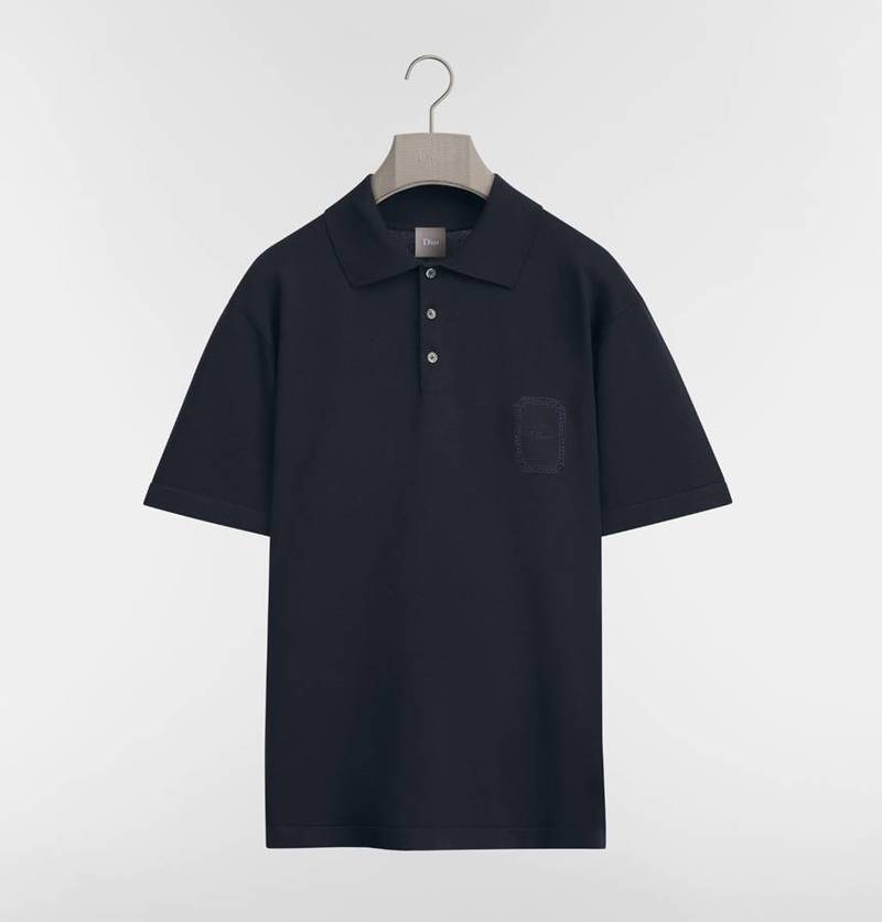 [백화점 풀셋] 디올 남자 남성 레귤러핏 네이비 폴로 반팔 셔츠 D643M805A7B8 - Christian Dior