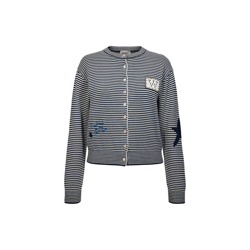 26FW 테이에라 WKDTEIERA 패치 자수 스트라이프 가디건 네이비/화이트 2625346041 022 - Max Mara