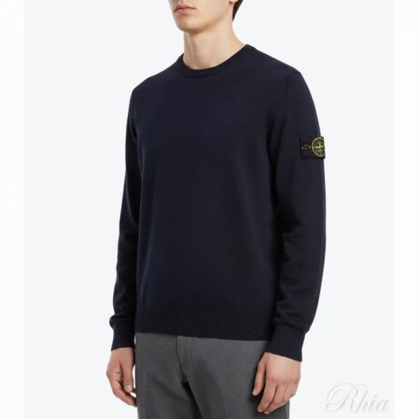 스톤아일랜드 502B0 코튼 나일론 크루넥 니트 레귤러 핏 8015502B0 A0020 레귤러핏 - Stone Island