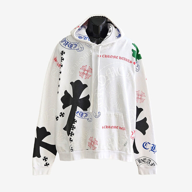[어포드] 크롬하츠 스텐실 후드티셔츠 XL 사이즈 화이트 9OAVCVPY - Chrome Hearts