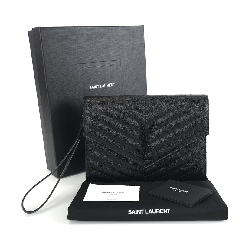 (국내보증서) 생로랑 617662 엔벨로프 엠보스드 클러치백 파우치백 - Saint Laurent