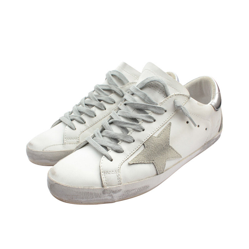 골든구스 슈퍼스타 실버 앤 화이트 스니커즈 40 - Golden Goose
