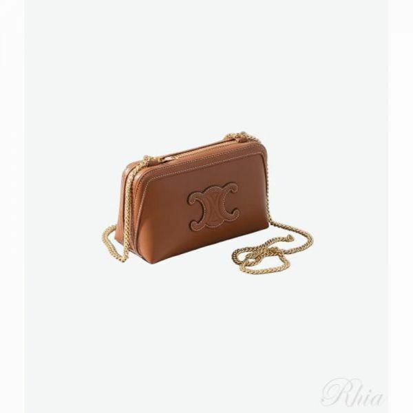셀린느 26FW 클러치 ON 체인 퀴르 트리오페 인 스무스 카프 10E383DR8 04LU 트리옹프 - Celine
