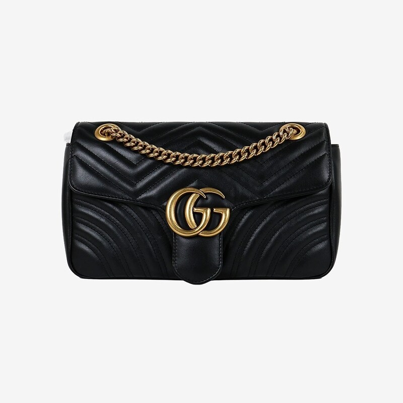 [어포드] 구찌 443497 GG 마몽 마틀라세 쉐브론 스몰 블랙 0G6OBATF - Gucci