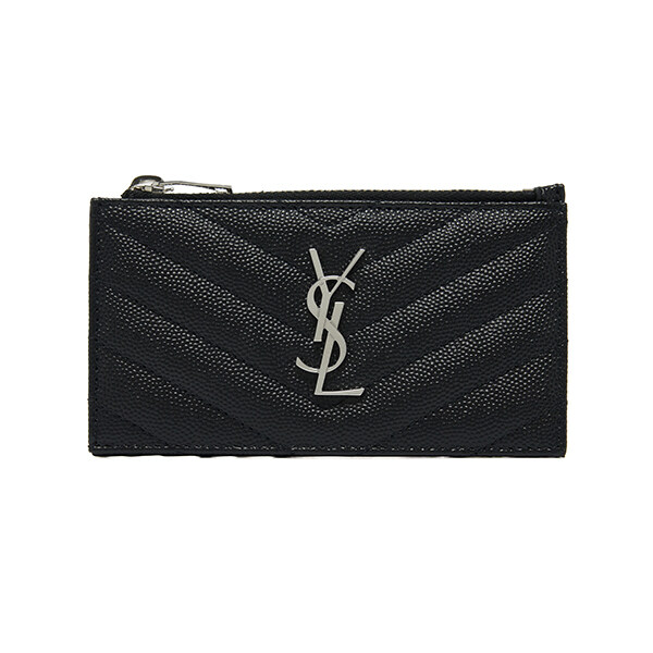생로랑 607915 BOW02 1000 모노그램 은장 지퍼 카드지갑 - Saint Laurent