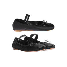 26FW 로고 스트랩 발레리나 새틴 플랫 슈즈 블랙 5F794D QU6 F0002 썸네일 1