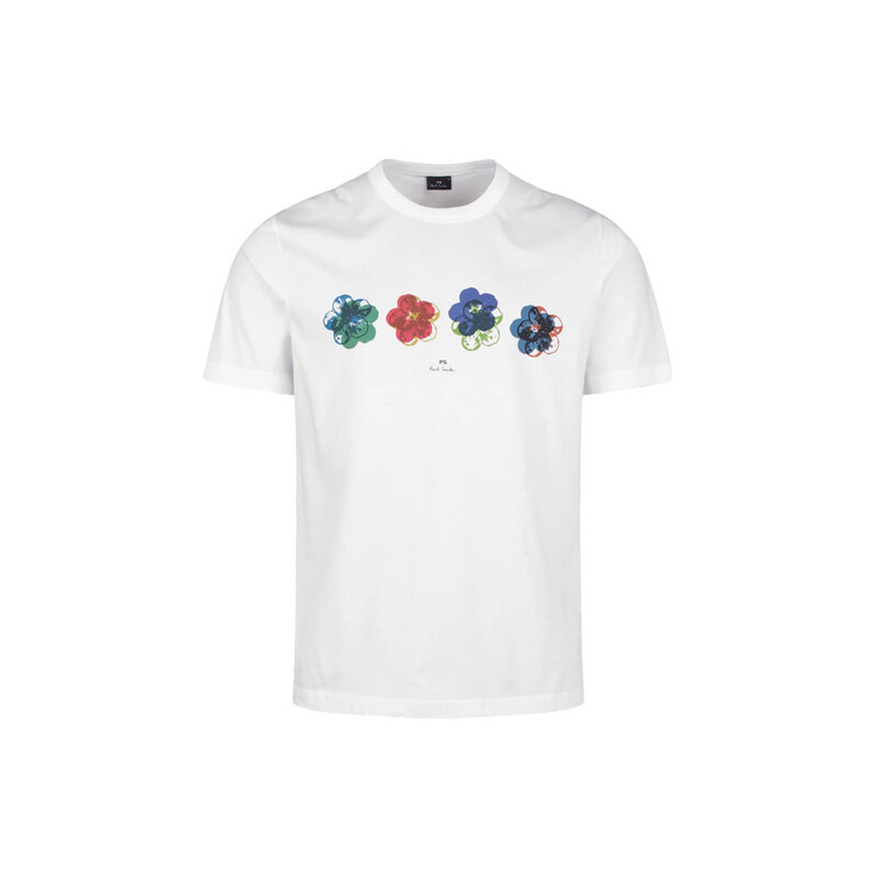 26FW 진 플로럴 레귤러핏 티셔츠 화이트 M2R 220X WP5851 01 - Paul Smith