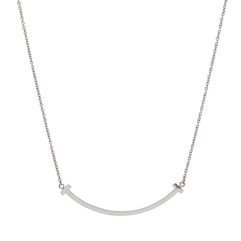 화이트 골드 18K T 스마일 스몰 목걸이 - Tiffany & Co