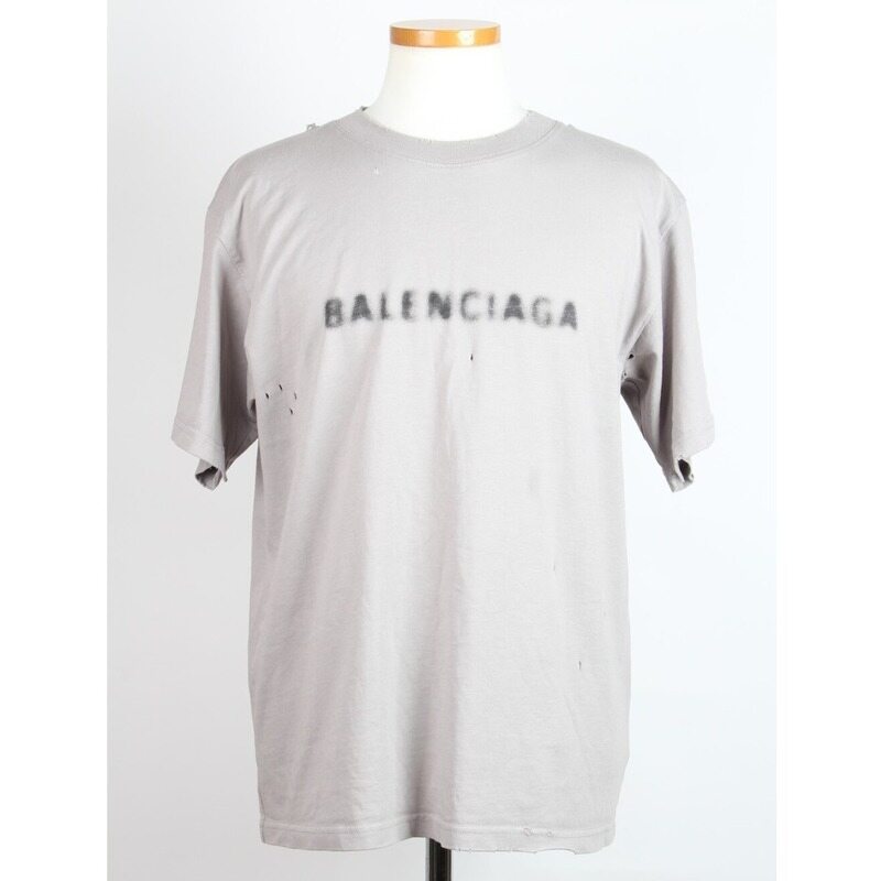 발렌시아가 블러로고 빈티지 저지 티셔츠 그레이 L(100) - Balenciaga