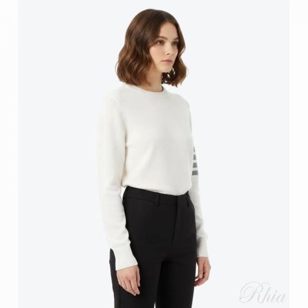 톰브라운 26SS 코튼 밀라노 스티치 4 바 풀오버 니트 MKA202A 00219 100 - Thom Browne