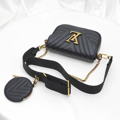 Louis Vuitton(루이비통) M56461 블랙 카프스킨 빈티지 골드 뉴 웨이브 멀티 포쉐트 크로스 2WAY 썸네일 4