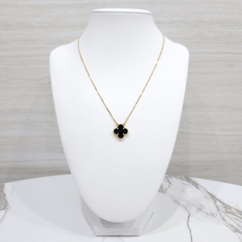 [럭스유] 반클리프앤아펠 빈티지 알함브라 목걸이 오닉스 18K 옐로우골드 - Van Cleef & Arpels