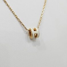 [럭스유] 에르메스 미니 팝아슈 목걸이 화이트 금장 썸네일 2