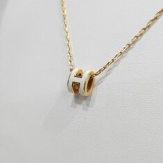 [럭스유] 에르메스 미니 팝아슈 목걸이 화이트 금장 썸네일 3
