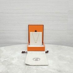 [럭스유] 에르메스 미니 팝아슈 목걸이 화이트 금장 썸네일 6