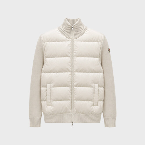 [몽클레어] 로고 패치 패딩 가디건 자켓 화이트 남성 자켓 9B00027 M1131 20F / TJ - Moncler