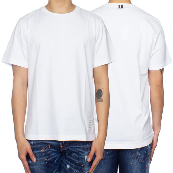 톰브라운 사이드 슬릿 릴렉스 핏 반팔 티셔츠 MJS067A 00042 100 - Thom Browne