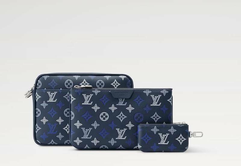 [백화점 풀셋] 디올 남자 남성 블루 가죽 트리오 메신저 크로스 숄더백 가방 LM28618 - Louis Vuitton